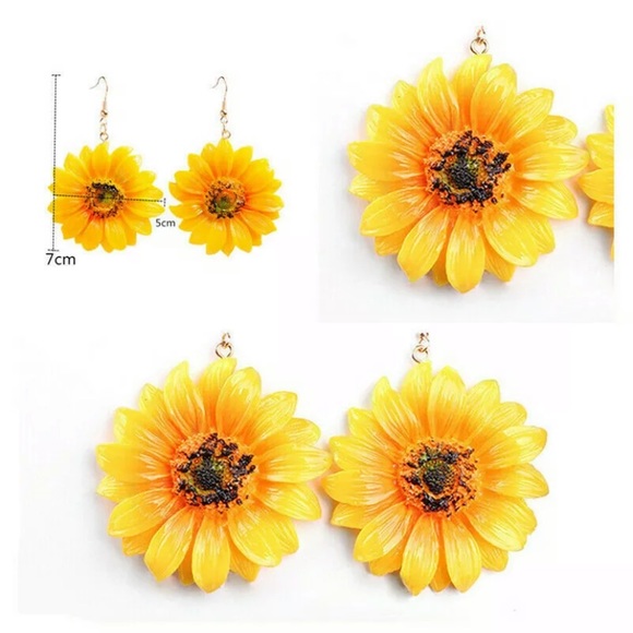 Fashion Cute Acrylic Sunflower Plant Earrings - Picture 7 of 7